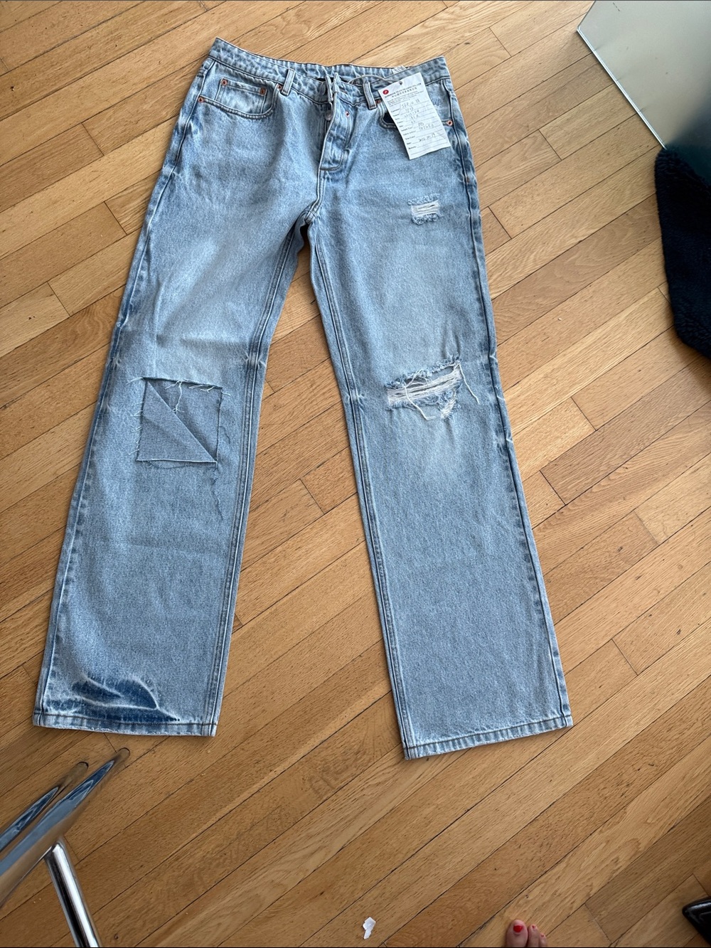 SER.O.YA Light Blue Distressed Straight Jeans